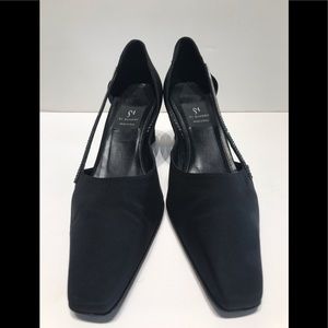 DiSandro silk mid heel black with Swarovski detail